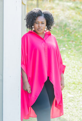 Pink Oversized Shirt Dress