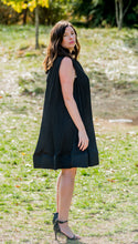 Load image into Gallery viewer, Meghan Black Tie Back pleated Shift Dress