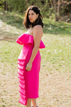 Load image into Gallery viewer, Pink Sleeveless Ruffled Pencil Dress