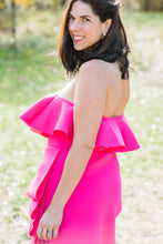 Load image into Gallery viewer, Pink Sleeveless Ruffled Pencil Dress