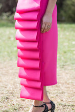 Load image into Gallery viewer, Pink Sleeveless Ruffled Pencil Dress