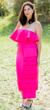 Load image into Gallery viewer, Pink Sleeveless Ruffled Pencil Dress