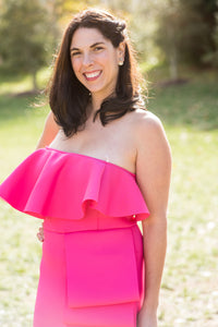 Pink Sleeveless Ruffled Pencil Dress