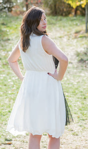 Carrie Dress with Black Tulle Overlay and Pearl studs