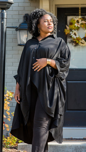 Black Button Up  High Low Shirt