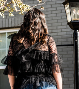 Black Peplum Lace Blouse