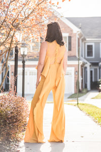 Mustard and Lace Pantsuit with Ruffles