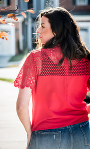 Red Lace Blouse